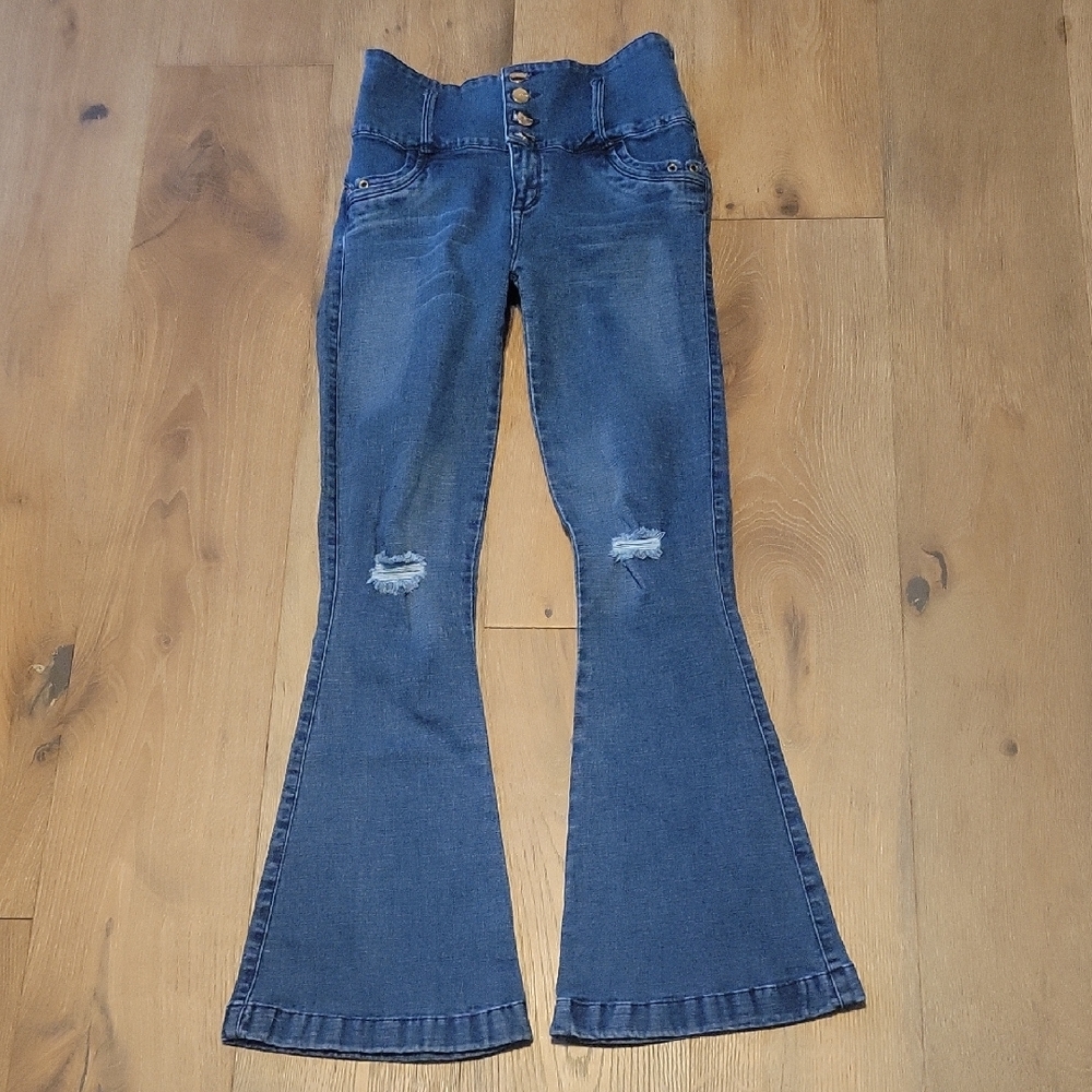 High-Waisted Blue Flare Jeans